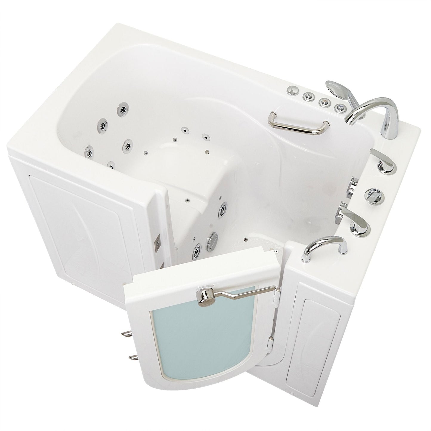 Ella's Bubbles Capri 30"x52" Acrylic Air and Hydro Massage Walk-In Bathtub with Left Outward Swing Door, 5 Piece Fast Fill Faucet, 2" Dual Drain OA3052D5PL