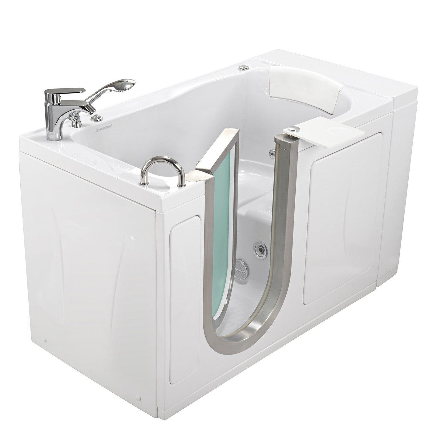 Ella Peitite 28"x52" Acrylic Hydro Massage Walk-In Bathtub with Left Inward Swing Door, 2 Piece Fast Fill Faucet, 2" Dual Drain H31672P