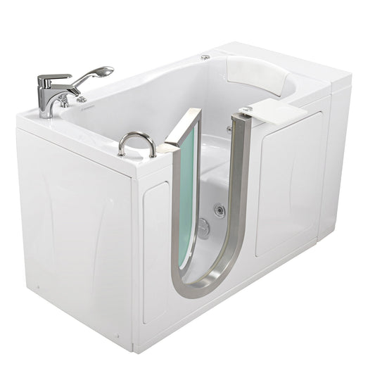 Ella Peitite 28"x52" Acrylic Hydro Massage Walk-In Bathtub with Left Inward Swing Door, 2 Piece Fast Fill Faucet, 2" Dual Drain H31672P