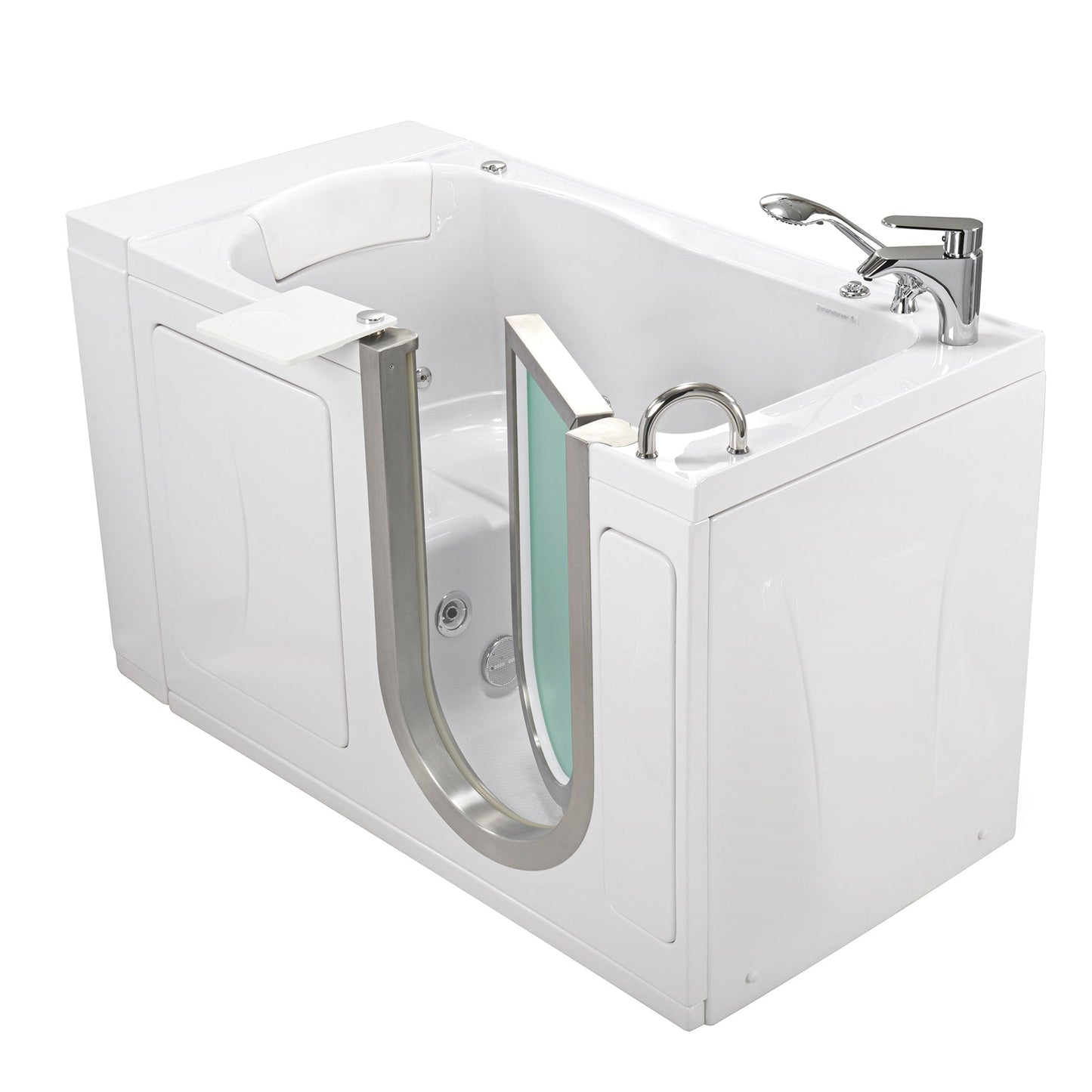 Ella Peitite 28"x52" Acrylic Hydro Massage Walk-In Bathtub with Right Inward Swing Door, 2 Piece Fast Fill Faucet, 2" Dual Drain H31682P