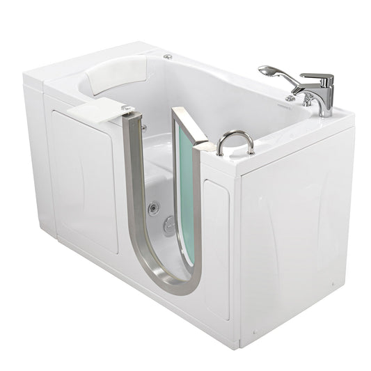 Ella Peitite 28"x52" Acrylic Hydro Massage Walk-In Bathtub with Right Inward Swing Door, 2 Piece Fast Fill Faucet, 2" Dual Drain H31682P