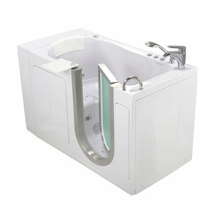 Ella's Bubbles Petite 28"W x 52"L Acrylic Air and Hydro Massage Walk-In Bathtub with Inward Swing Door, Fast Fill Faucet, 2" Dual Drain 9316