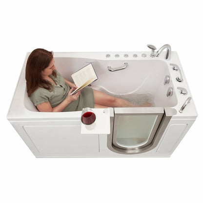 Ella's Bubbles Ultimate 30"W x 60"L Acrylic Air and Hydro Massage + Independent Foot Massage Walk-In-Bathtub, Inward Swing Door, Fast Fill Faucet, 2" Dual Drain HHA321