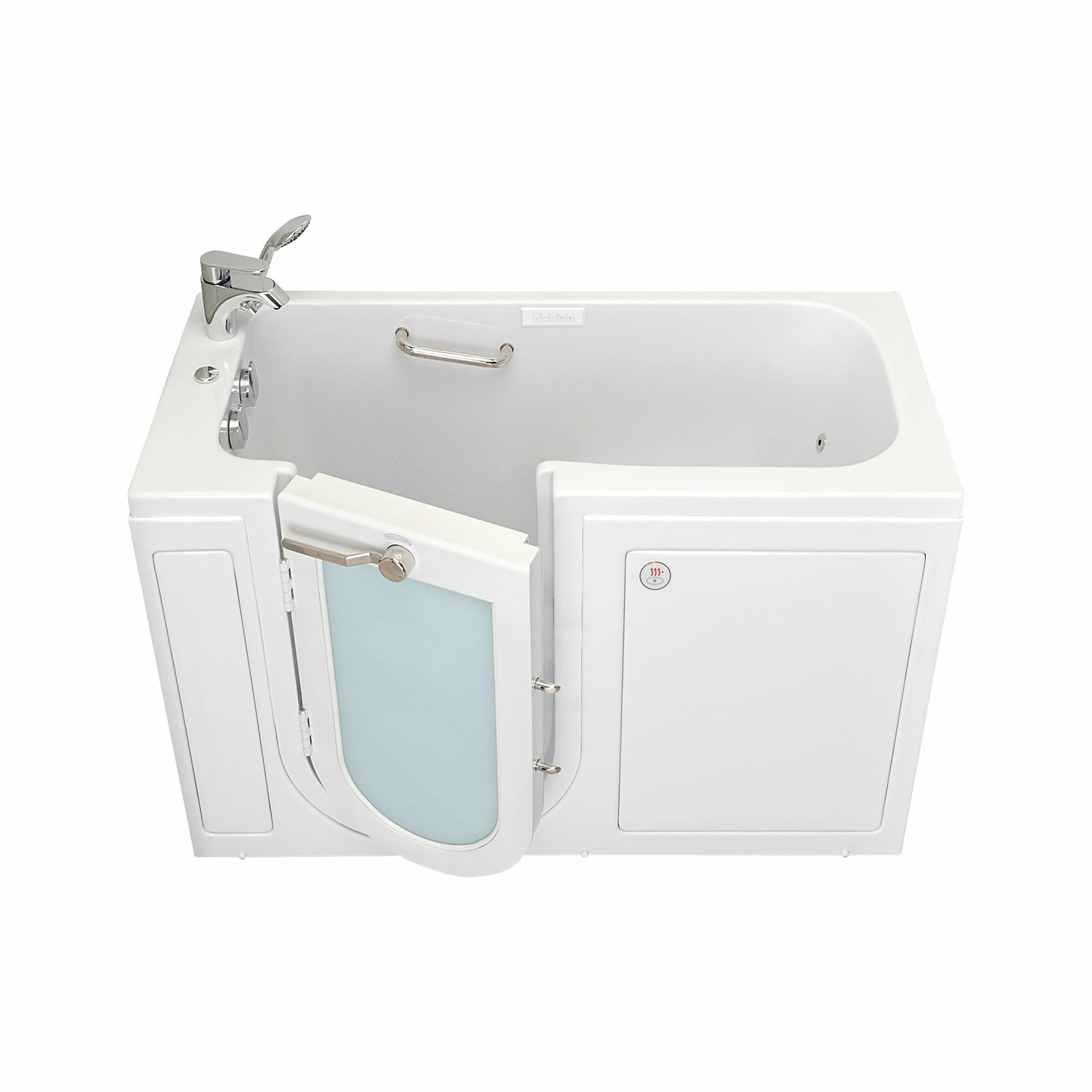 Ella's Bubbles Lounger 27"W x 60"L Acrylic Air and Hydro Massage Walk-In Bathtub with Outward Swing Door, Fast Fill Faucet, 2" Dual Drain, Digital Controller OA2660D