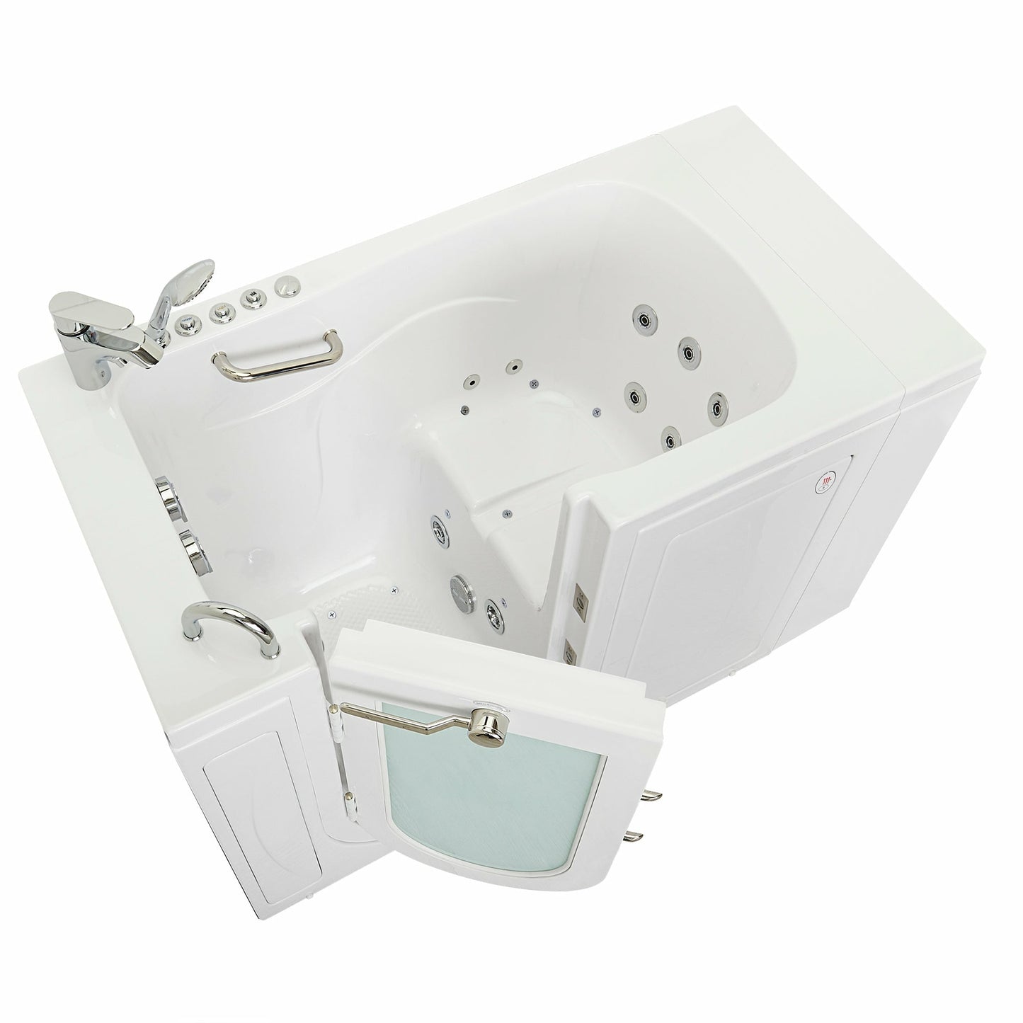 Ella's Bubbles Capri 30"W x 52"L Acrylic Air and Hydro Massage Walk-In Bathtub with Outward Swing Door, Fast Fill Faucet, 2" Dual Drain OA3052D