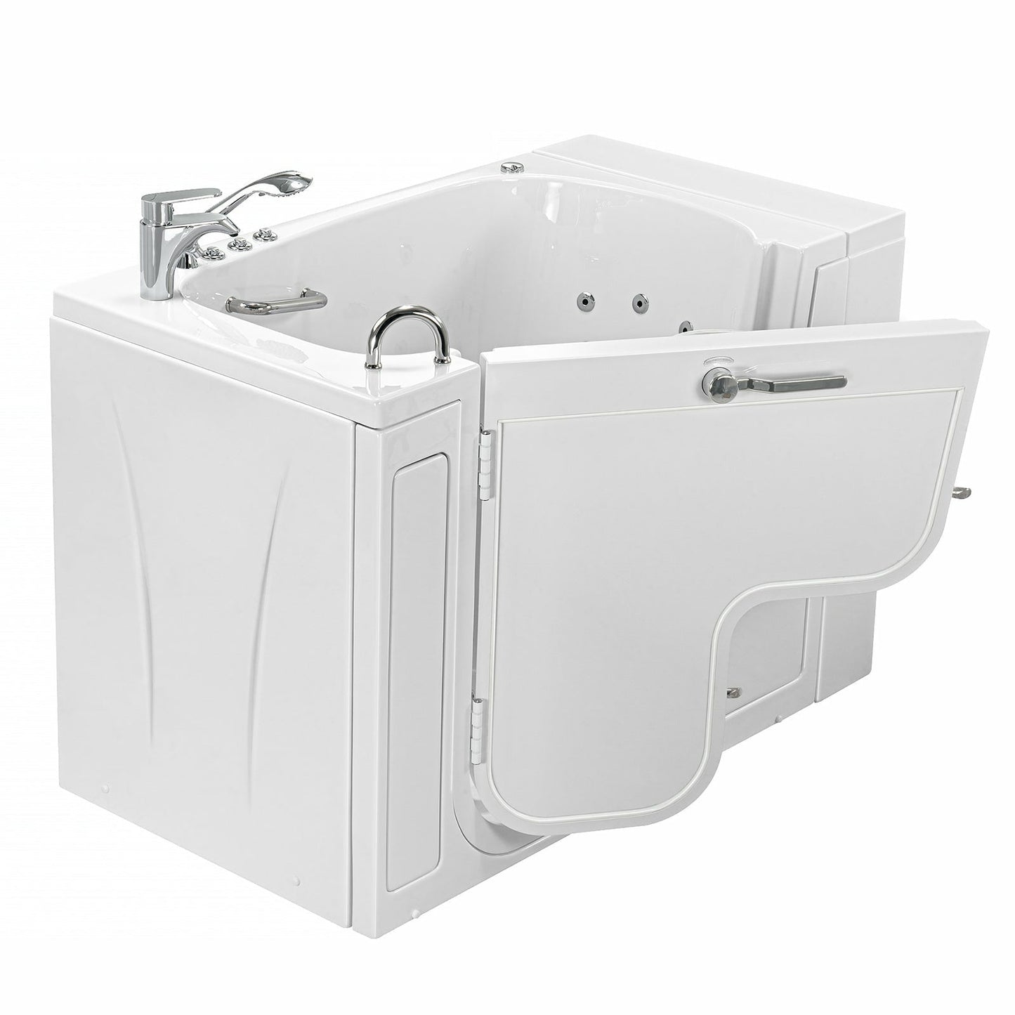 Ella's Bubbles Wheelchair Transfer 26"W x 52"L Acrylic Air and Hydro Massage Walk-In Bathtub with Outward Swing Door, Fast Fill Faucet, 2" Dual Drain OLA2652D