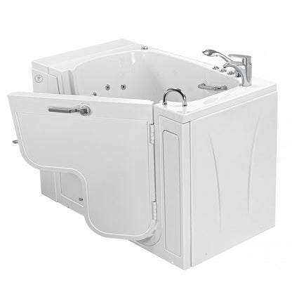 Ella's Bubbles Wheelchair Transfer 30"W x 52"L Acrylic Air and Hydro Massage Walk-In Bathtub with Outward Swing Door, Fast Fill Faucet, 2" Dual Drain OLA3052D