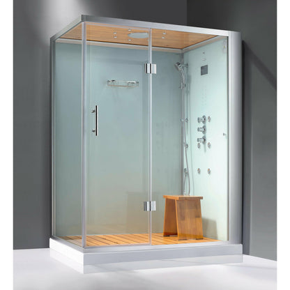 Athena 59" x 36" x 89" Right Rectangular Steam Shower with White Tempered Glass Walls WS141R-White