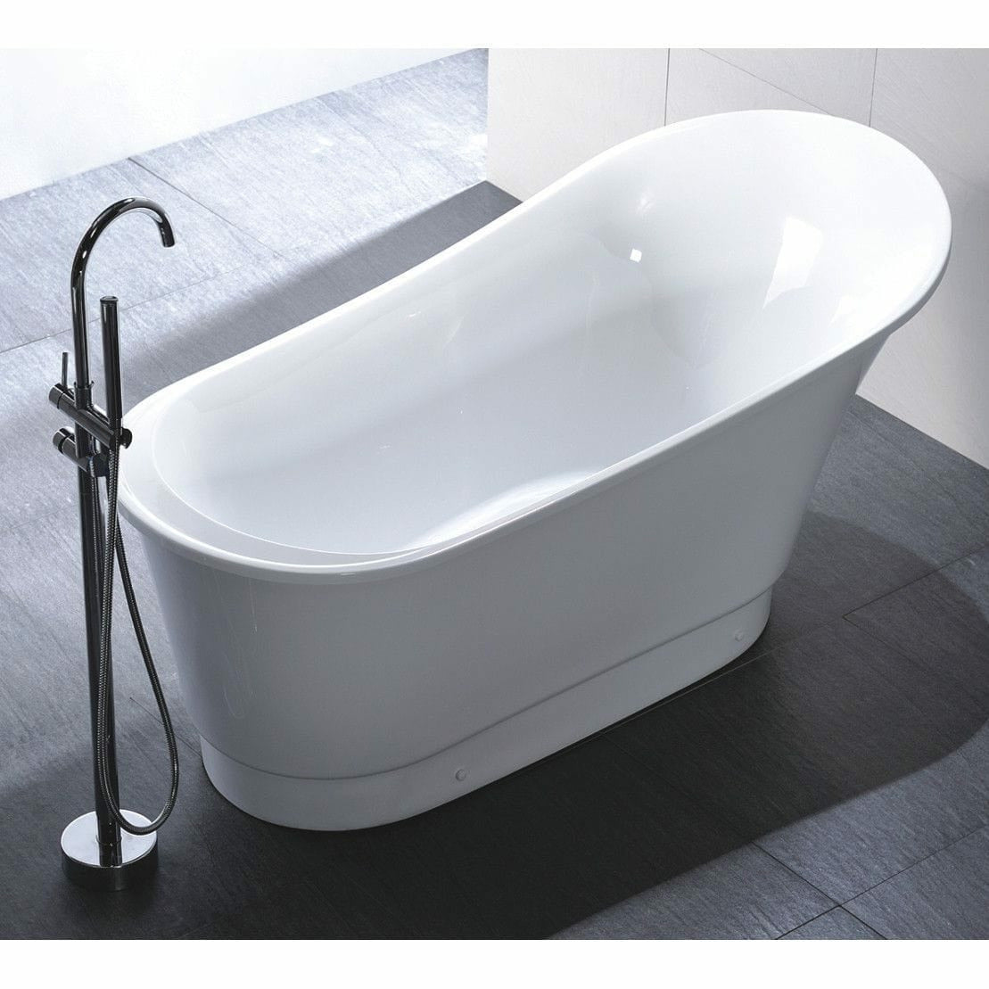 Vanity Art 67 Inch Freestanding White Acrylic Bathtub VA6803