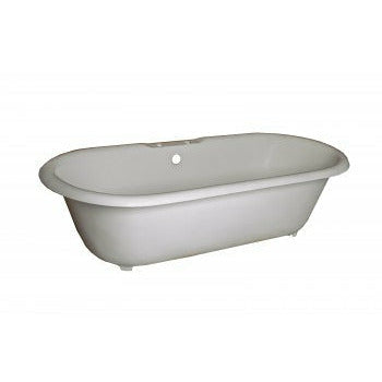 Renovator's Supply White Clawfoot Tub Cast Iron Dual Deck Mounted Bathtub 19921