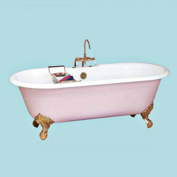 Renovator's Supply White Clawfoot Tub Cast Iron Dual Deck Mounted Bathtub 19921