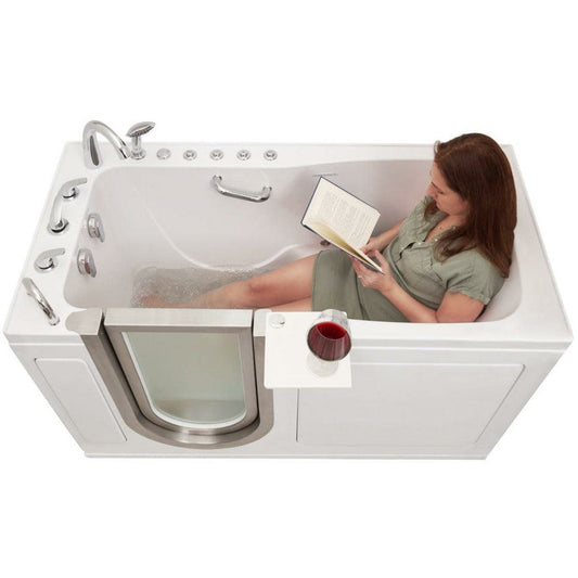 Ella's Bubbles Ultimate 30"W x 60"L Acrylic Air and Hydro Massage + Independent Foot Massage Walk-In-Bathtub, Inward Swing Door, Fast Fill Faucet, 2" Dual Drain HHA321