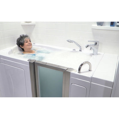 Ella Peitite 28"x52" Acrylic Hydro Massage Walk-In Bathtub with Right Inward Swing Door, 2 Piece Fast Fill Faucet, 2" Dual Drain H31682P