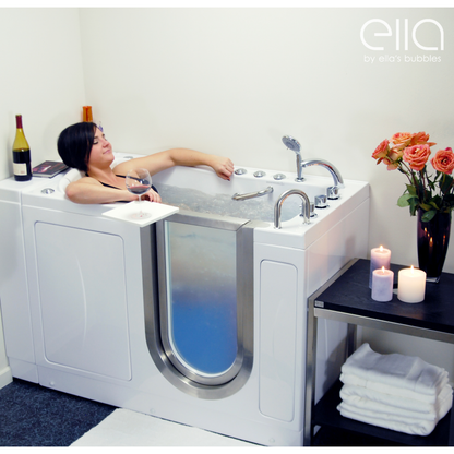 Ella's Bubbles Royal 32"W x 52"L Acrylic Hydro Massage Walk-In Bathtub with Inward Swing Door, Fast Fill Faucet, 2" Dual Drain H311