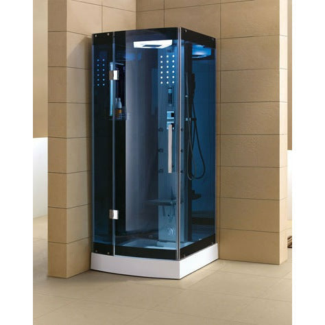 Mesa 36" x 36" x 85" Walk In Steam Shower with Blue Glass WS-301A