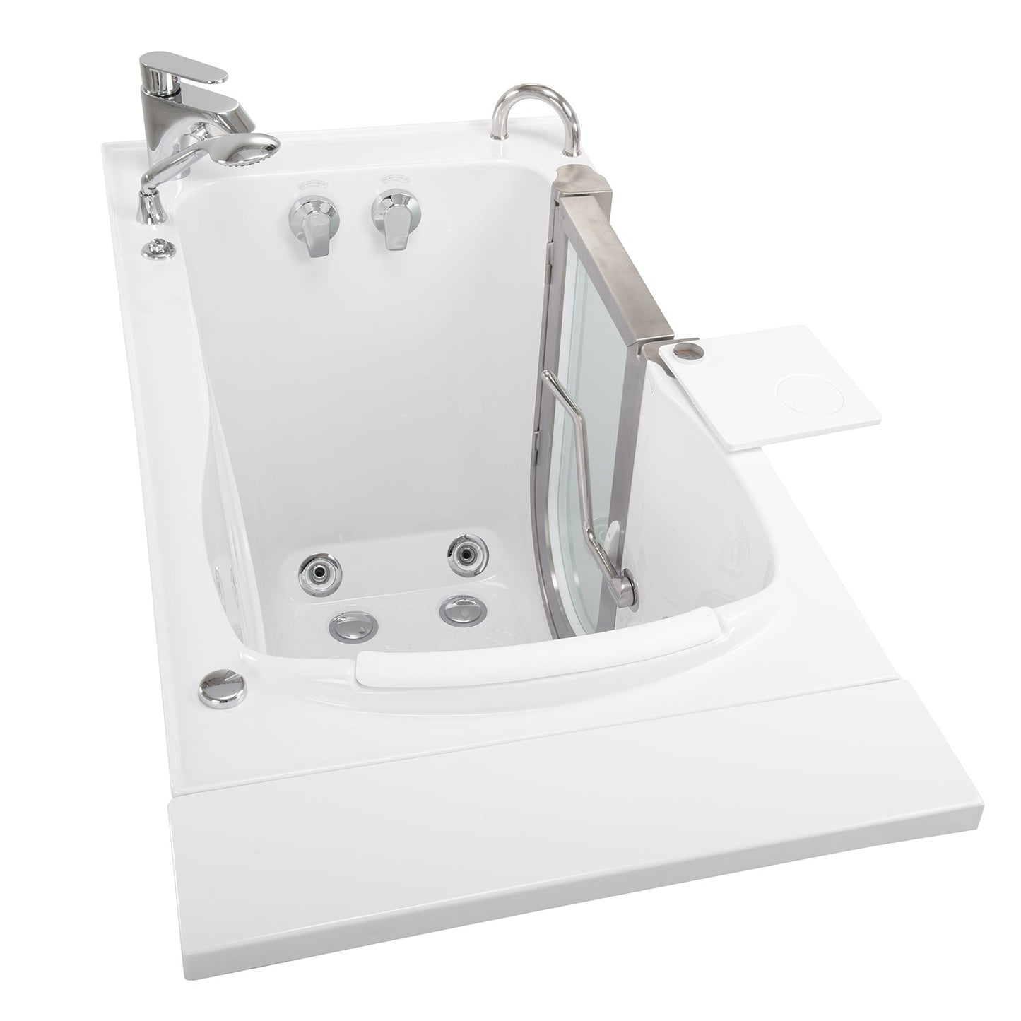 Ella Peitite 28"x52" Acrylic Hydro Massage Walk-In Bathtub with Right Inward Swing Door, 2 Piece Fast Fill Faucet, 2" Dual Drain H31682P