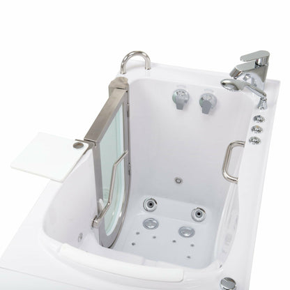 Ella's Bubbles Elite 30"W x 52"L Acrylic Air and Hydro Massage Walk-In Bathtub with Inward Swing Door, Fast Fill Faucet, 2" Dual Drain 9310