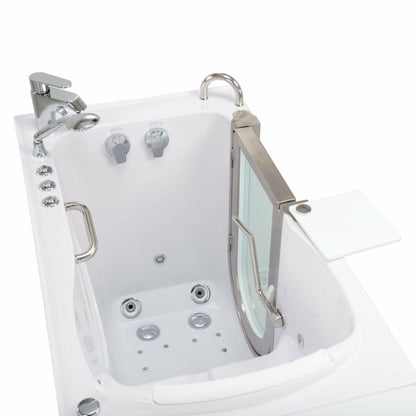 Ella's Bubbles Elite 30"W x 52"L Acrylic Air and Hydro Massage Walk-In Bathtub with Inward Swing Door, Fast Fill Faucet, 2" Dual Drain 9310