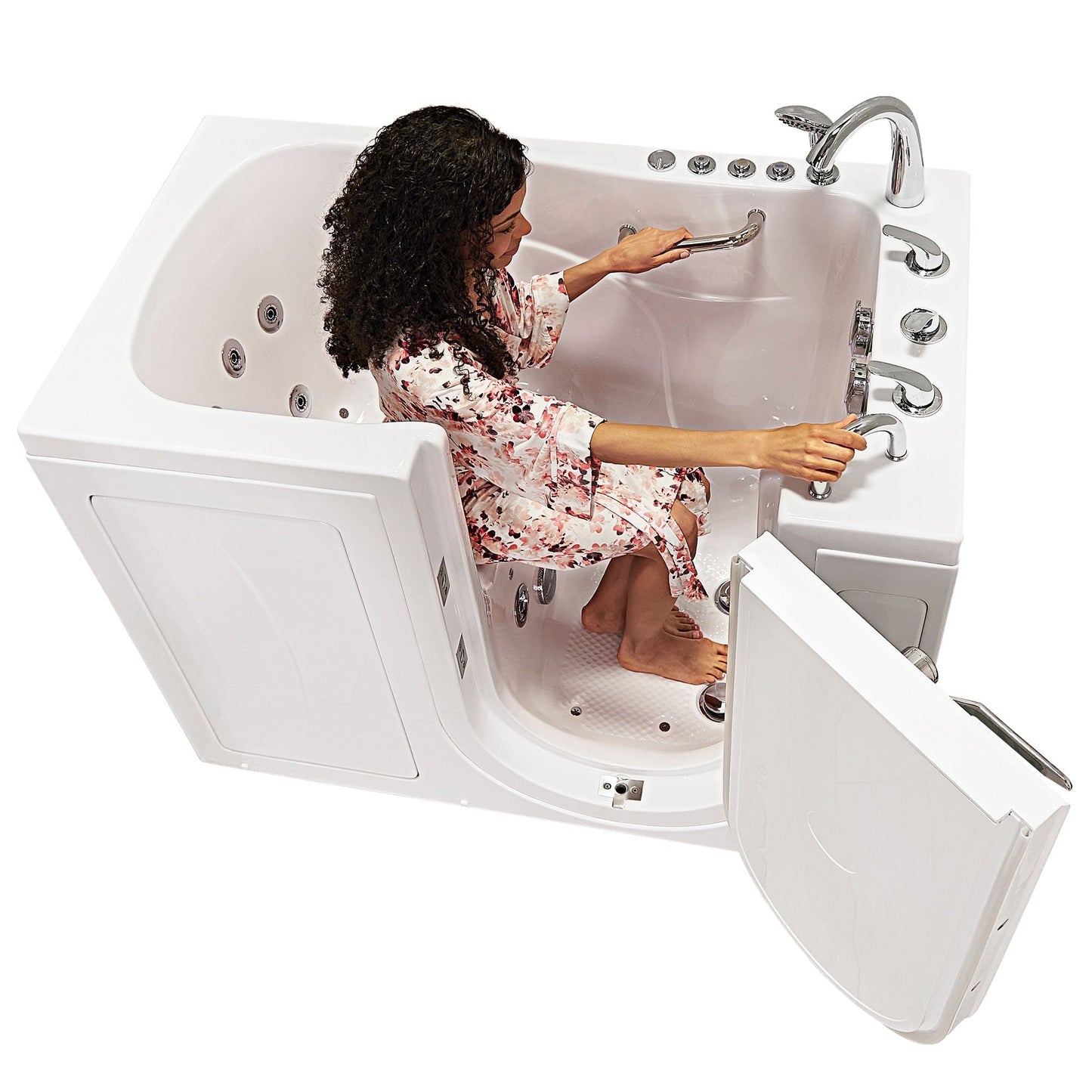 Ella's Bubbles Capri 30"x52" Acrylic Air and Hydro Massage Walk-In Bathtub with Left Outward Swing Door, 5 Piece Fast Fill Faucet, 2" Dual Drain OA3052D5PL