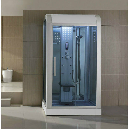 Mesa 47" x 35" x 85" Walk In Steam Shower White with Tempered Frosted Glass WS-500L