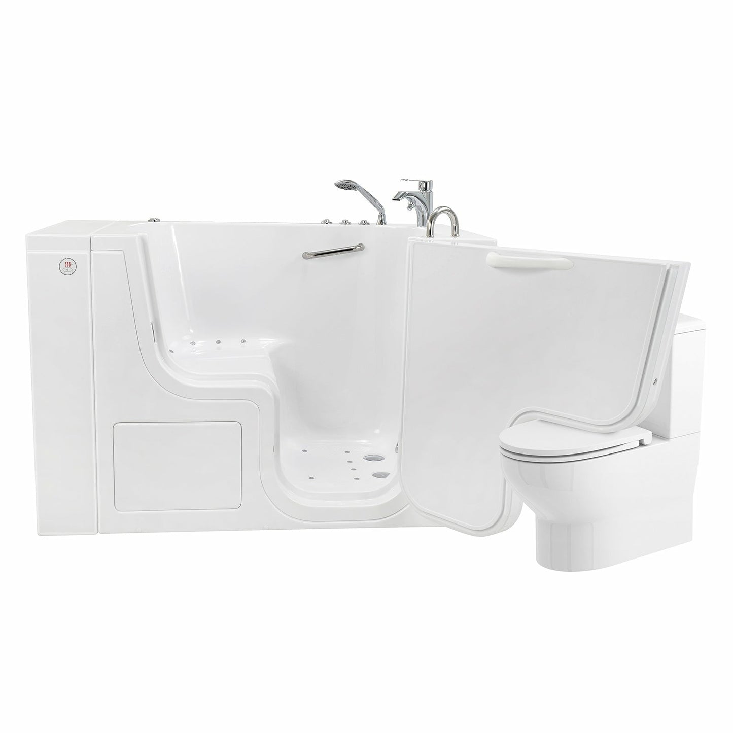 Ella's Bubbles Wheelchair Transfer 26"W x 52"L Acrylic Air and Hydro Massage Walk-In Bathtub with Outward Swing Door, Fast Fill Faucet, 2" Dual Drain OLA2652D