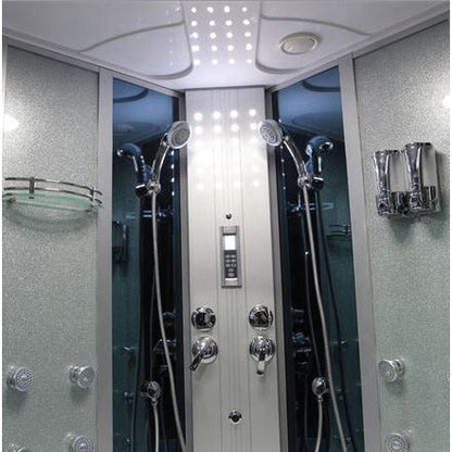 Mesa 66" x 66" x 87" Steam Shower Jetted Tub Combination with Tempered Blue Glass WS-701A