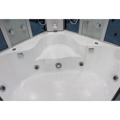 Mesa 66" x 66" x 87" Steam Shower Jetted Tub Combination with Tempered Blue Glass WS-701A