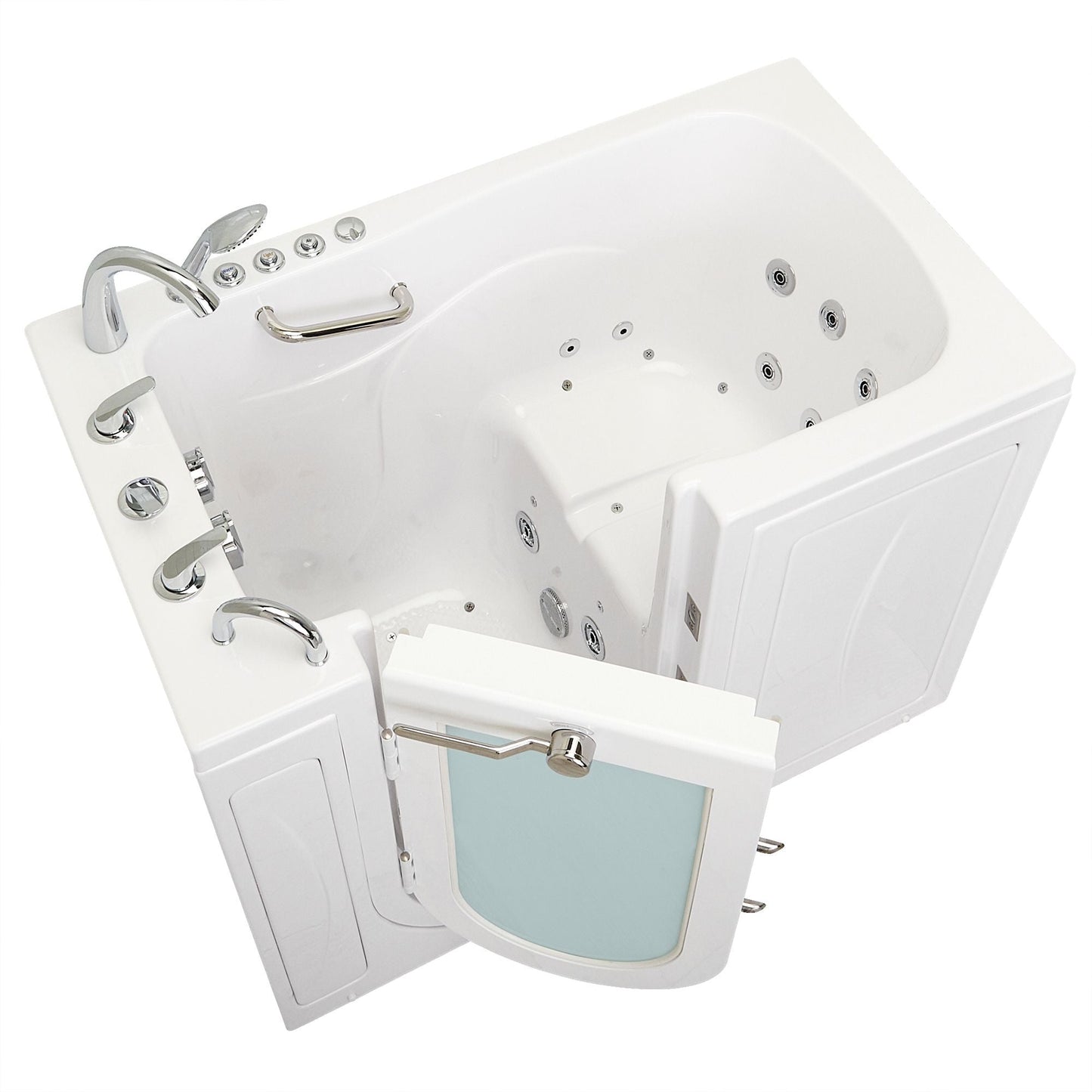 Ella's Bubbles Monaco 32"x52" Acrylic Air and Hydro Massage Walk-In Bathtub with Right Outward Swing Door, 5 Piece Fast Fill Faucet, 2" Dual Drain OA3252D5PR