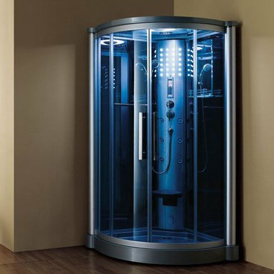 Mesa 42" x 42" x 85" Corner Steam Shower with Blue Glass WS-801L