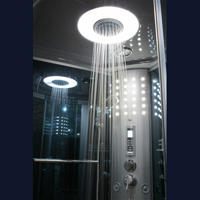 Mesa 42" x 42" x 85" Corner Steam Shower with Blue Glass WS-801L