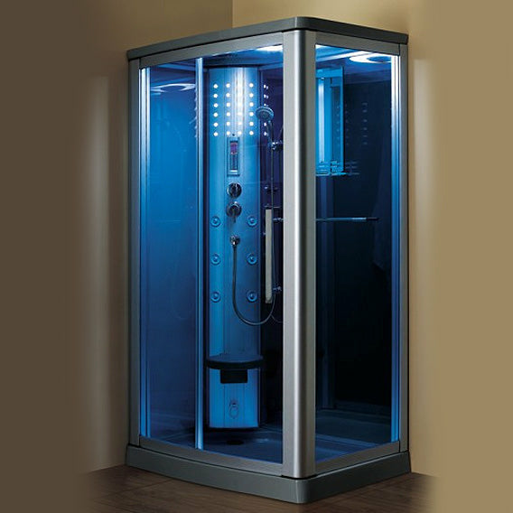 Mesa 45" x 32" x 85" Walk In Steam Shower with Blue Glass WS-802L