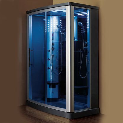 Mesa 54" x 35" x 85" Walk In Steam Shower with Blue Glass WS-803L