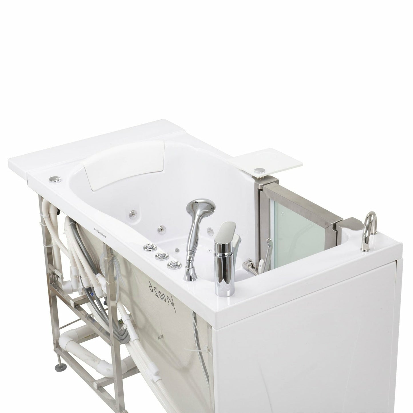 Ella's Bubbles Petite 28"W x 52"L Acrylic Air and Hydro Massage Walk-In Bathtub with Inward Swing Door, Fast Fill Faucet, 2" Dual Drain 9316