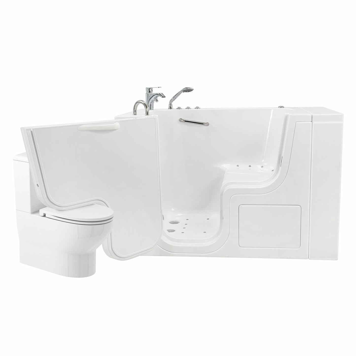 Ella's Bubbles Wheelchair Transfer 26"W x 52"L Acrylic Air and Hydro Massage Walk-In Bathtub with Outward Swing Door, Fast Fill Faucet, 2" Dual Drain OLA2652D