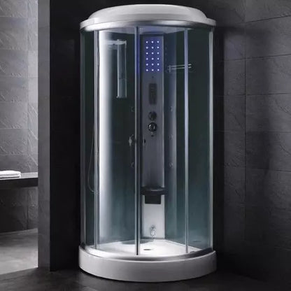 Mesa 36" x 36" x 87" Corner Steam Shower with Blue Glass WS-9090