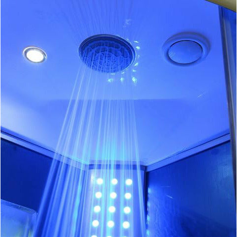 Mesa 36" x 36" x 87" Corner Steam Shower with Blue Glass WS-9090