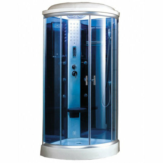 Mesa 36" x 36" x 87" Corner Steam Shower with Blue Glass WS-9090