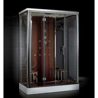 Platinum 59" x 35" x 87" Free Standing Steam Shower with Brown Back Panel DZ956F8-Brown