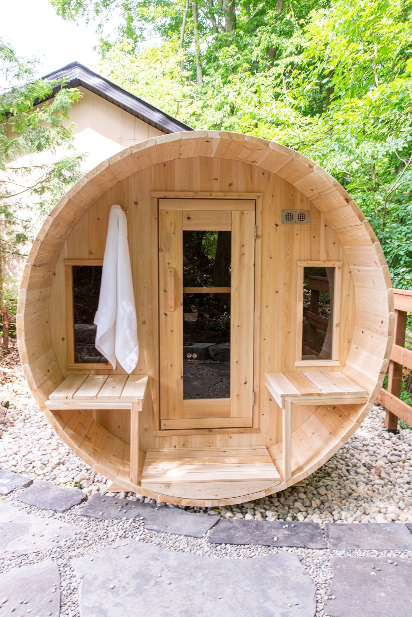 Dundalk Leisurecraft 2m x 2m CT Tranquility Eastern White Cedar Barrel Sauna CTC2345W