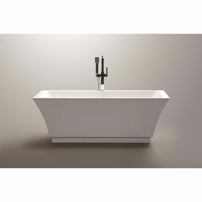 Vanity Art 59 Inch Freestanding White Acrylic Bathtub VA6817