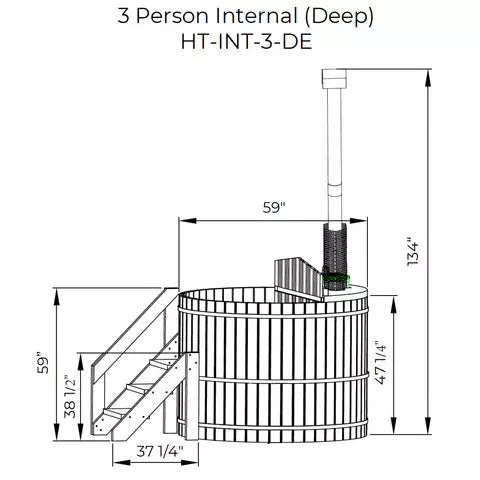 Backcountry Recreation Classic Cedar Internal Wood Fired Hot Tub 5'w x 4'h (3 Person Deep) HT-INT-5X4