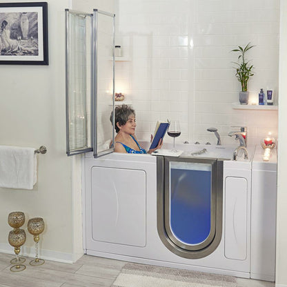 Ella's Bubbles Elite 30"W x 52"L Acrylic Air and Hydro Massage Walk-In Bathtub with Inward Swing Door, Fast Fill Faucet, 2" Dual Drain 9310