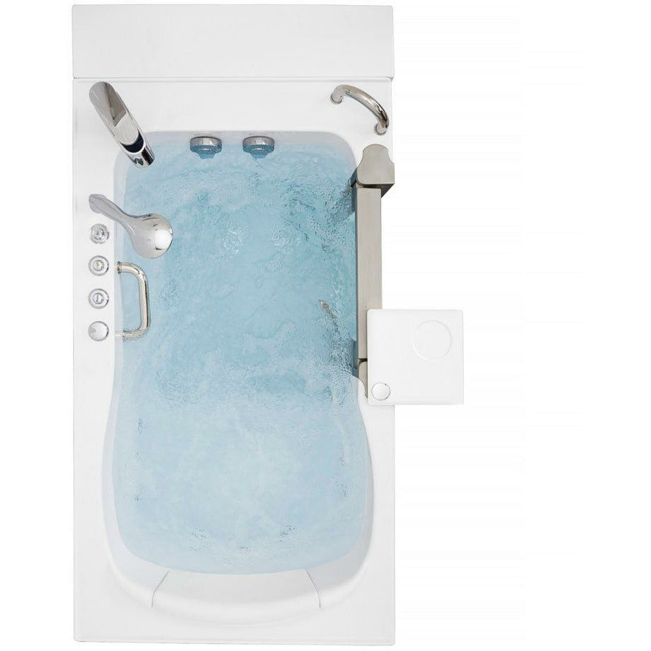 Ella's Bubbles Elite 30"W x 52"L Acrylic Air and Hydro Massage Walk-In Bathtub with Inward Swing Door, Fast Fill Faucet, 2" Dual Drain 9310