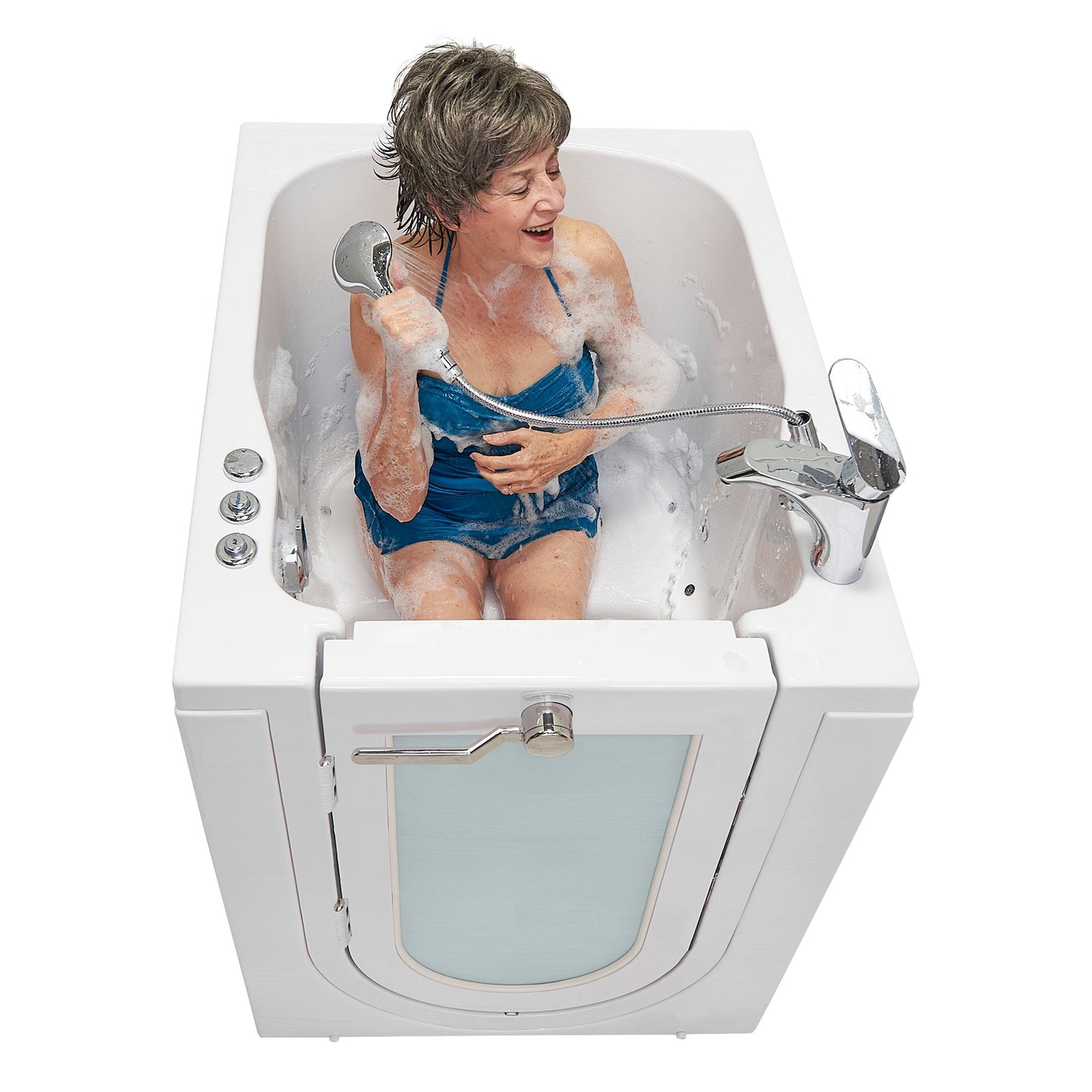 Ella's Bubbles Front Entry 32"x40" Acrylic Air and Hydro Massage Walk-In Bathtub with Left Outward Swing Door, 2 Piece Fast Fill Faucet, 2" Drain OAF3240D2PL