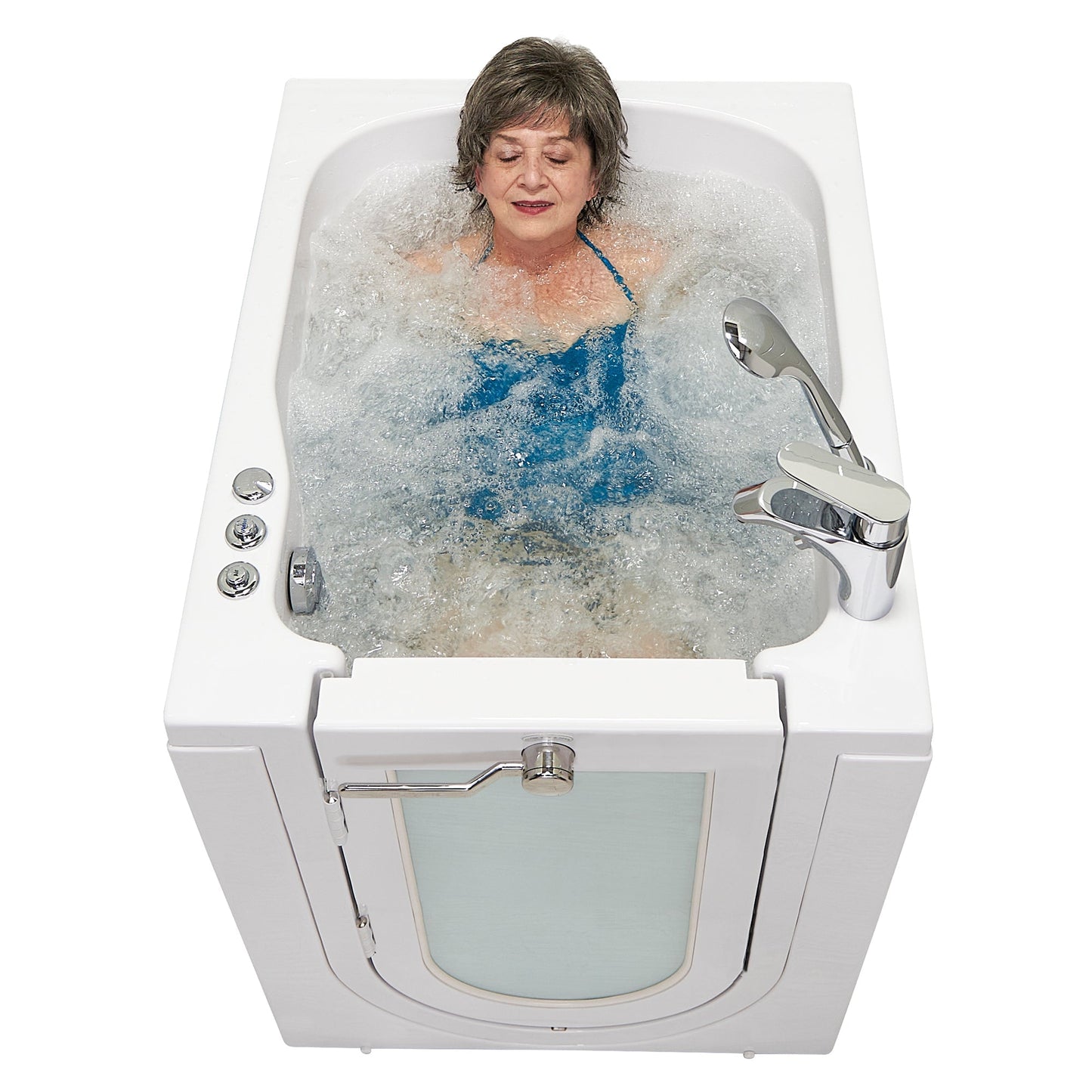 Ella's Bubbles Front Entry 32"x40" Acrylic Air and Hydro Massage Walk-In Bathtub with Left Outward Swing Door, 2 Piece Fast Fill Faucet, 2" Drain OAF3240D2PL