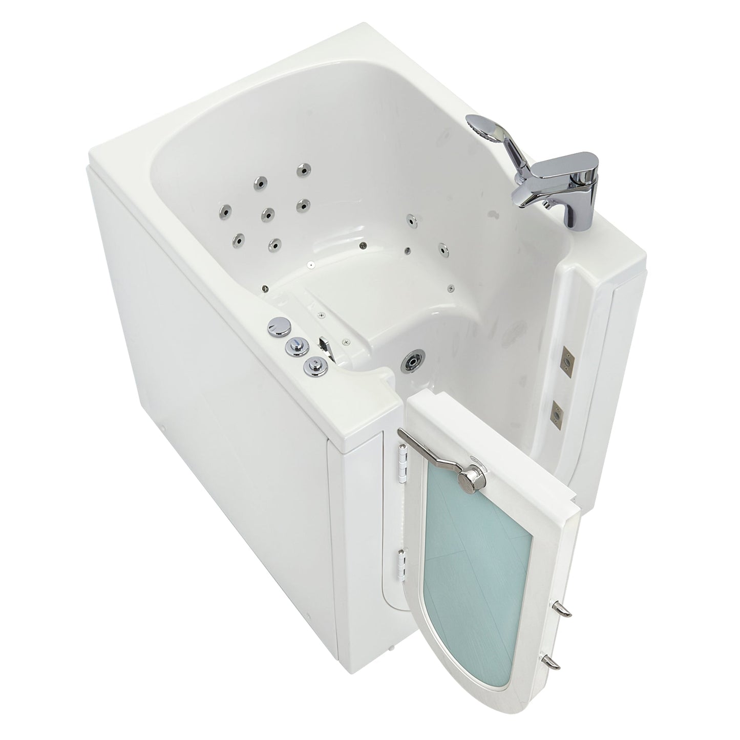 Ella's Bubbles Front Entry 32"x40" Acrylic Air and Hydro Massage Walk-In Bathtub with Left Outward Swing Door, 2 Piece Fast Fill Faucet, 2" Drain OAF3240D2PL