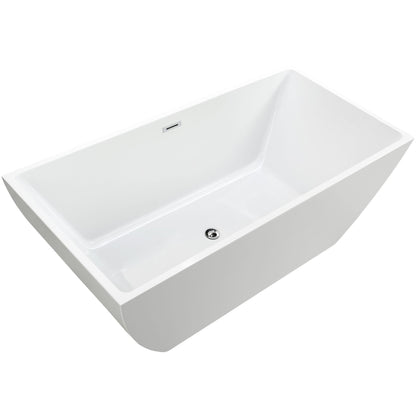 Vanity Art 59 Inch Freestanding Acrylic Soaking Bathtub VA6821