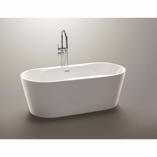 Vanity Art 67 Inch Freestanding White Acrylic Bathtub VA6804