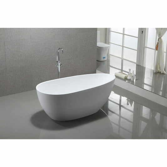 Vanity Art 67 Inch Freestanding White Acrylic Bathtub VA6515-L