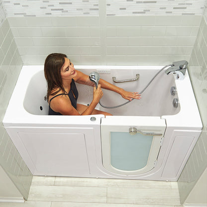 Ella's Bubbles Lounger 27"x60" Acrylic Air and Hydro Massage Walk-In Bathtub with Right Outward Swing Door, 2 Piece Fast Fill Faucet, 2" Dual Drain, Digital Controller OA2660D2PRD